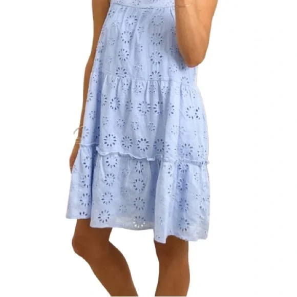 NWOT Talulah Bring Me Flowers Blue Eyelet Tiered Mini Dress Size M - Picture 2 of 11